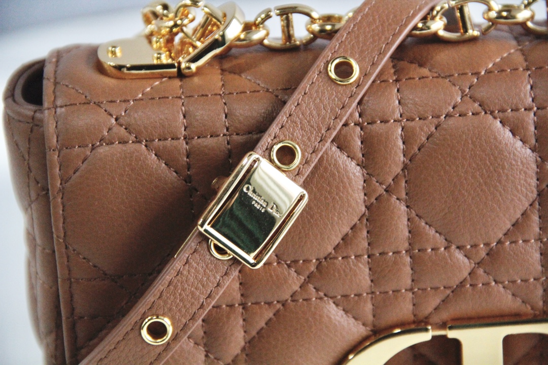 Small Dior Caro Bag Caramel Supple Cannage Calfskin